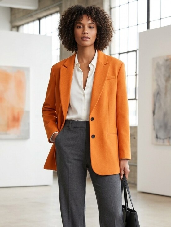 Express Jackets & Blazers - EXPRESS Twill Oversized Boyfriend Blazer Orange Two Button Size Large NWT